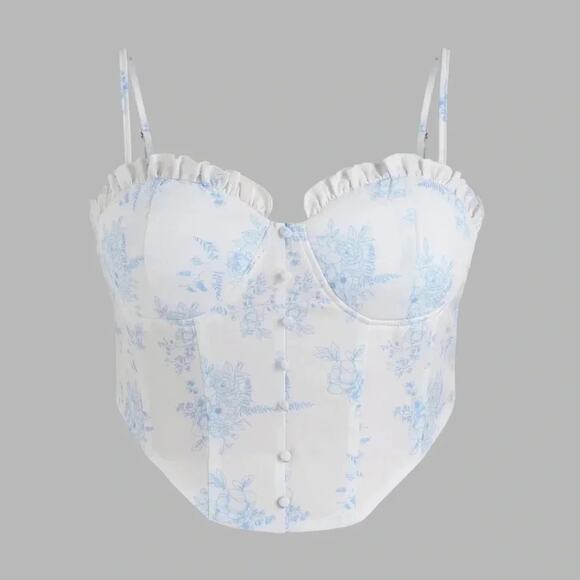 CIDER Floral Ruffle Corset Tank Top Size XL NWT - Picture 1 of 12